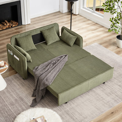 66 pouces, canapé-lit, lit escamotable, velours côtelé, mousse à haut support, 2 sièges, appartement, canapé convertible 3 en 1 4 pouces, poches latérales, rembourrage en mousse à densité, idéal pour le bureau et la salle de jeux