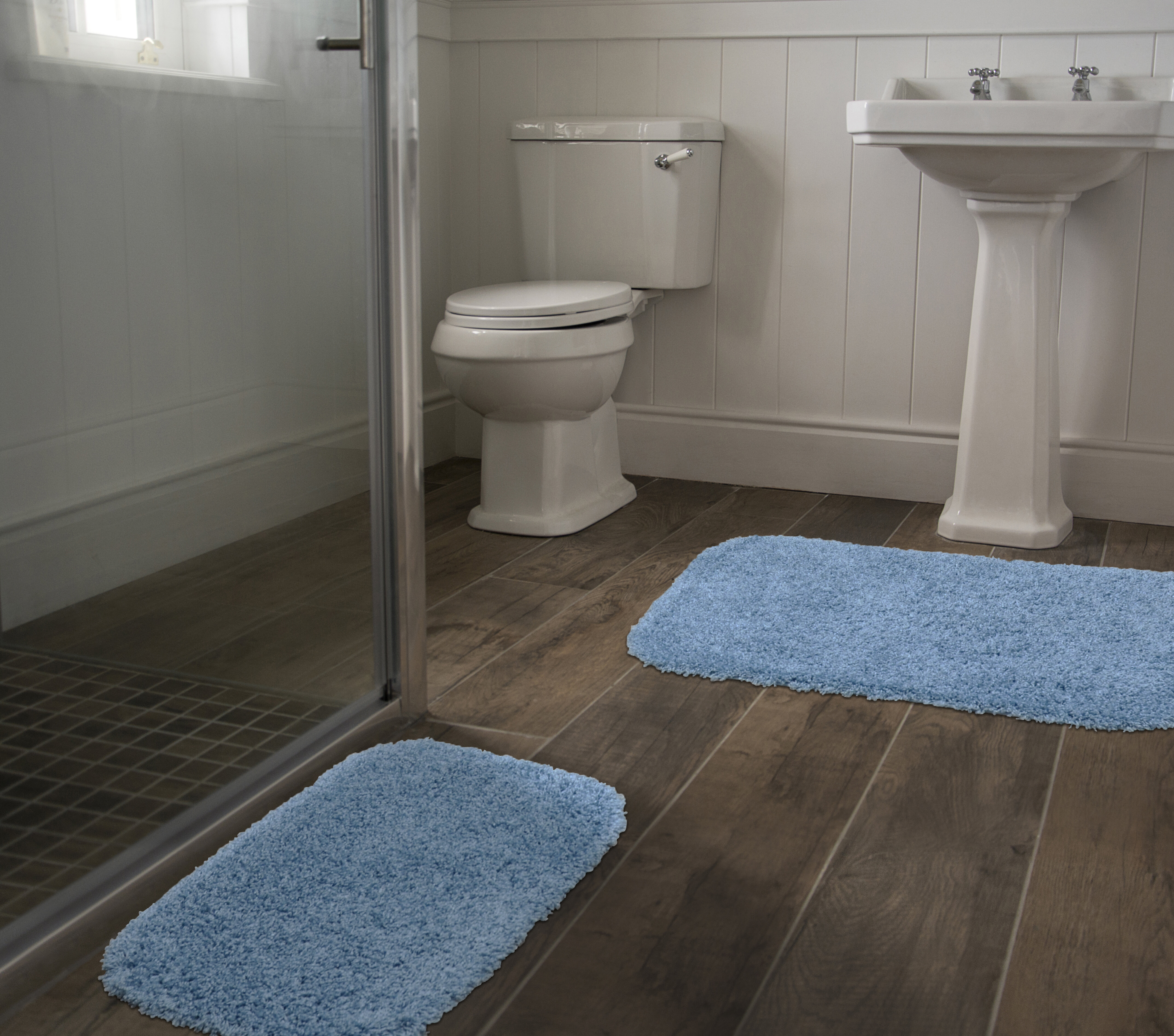 Coastal 2-Piece Bathroom Rug Set, Color Options, 17x24 & 21x34, Non-Slip Backing, Size: 17X24/21X34, Blue