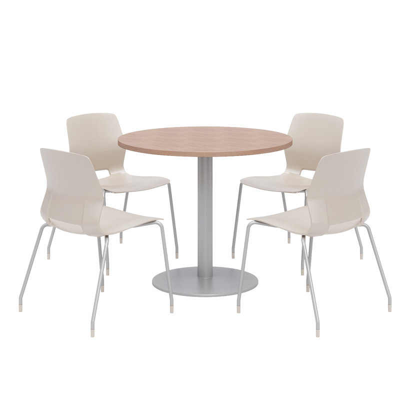 Ensemble de table de salle à manger et de chaises 36 po L, H 29 po x L 36 po x P 36 po, Rivière cerise, Gris clair