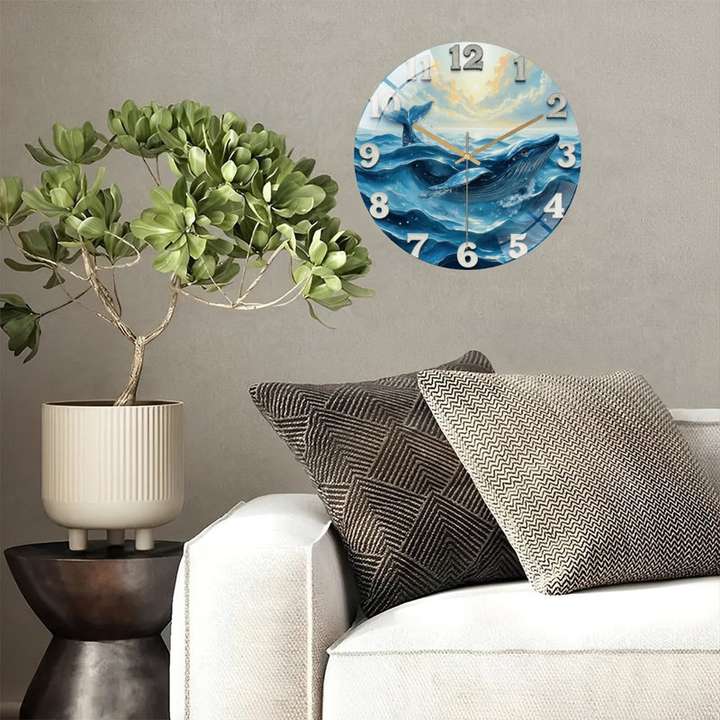 Horloge murale baleine - Horloge murale 12 po