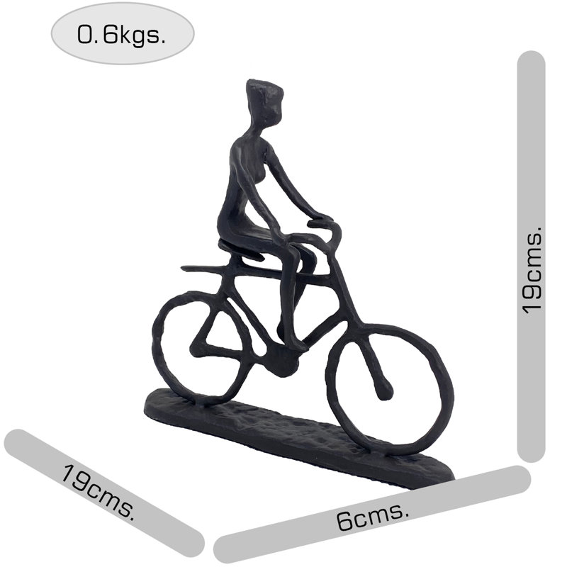 Alaya BICYCLE MAN Iron Figurine 19cm, Mocha