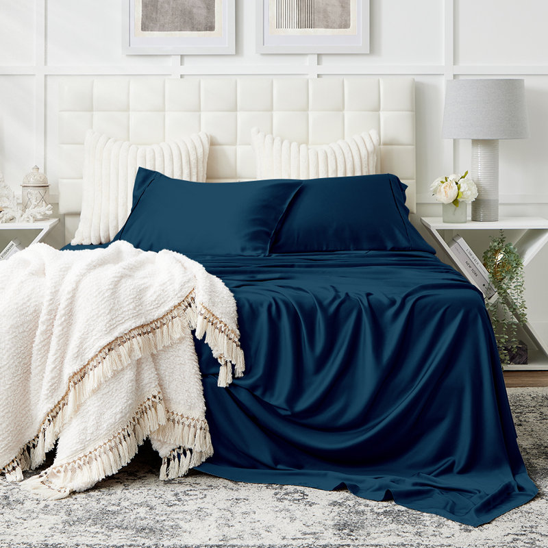 Royal Blue Queen Bamboo Bed Sheet Set