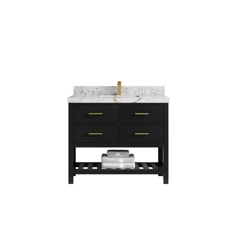 Parker 42 po X P 22 po De salle de bain Quartz, Noir Calacatta