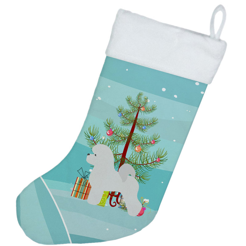 Chaussette de noël joyeux de noël, Bichon frisé gris