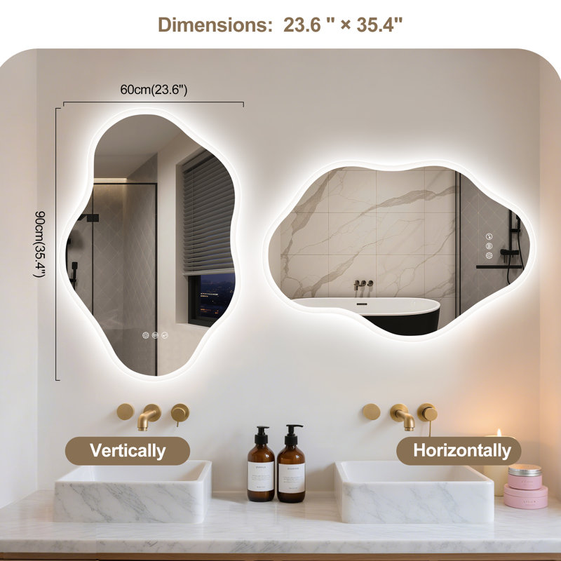 Stylish Irregular Vanity Mirror with Smart Memory Function, Cloud 