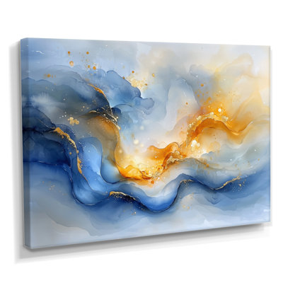 «Blue Yellow Dream Lines V - Abstract collages», art mural