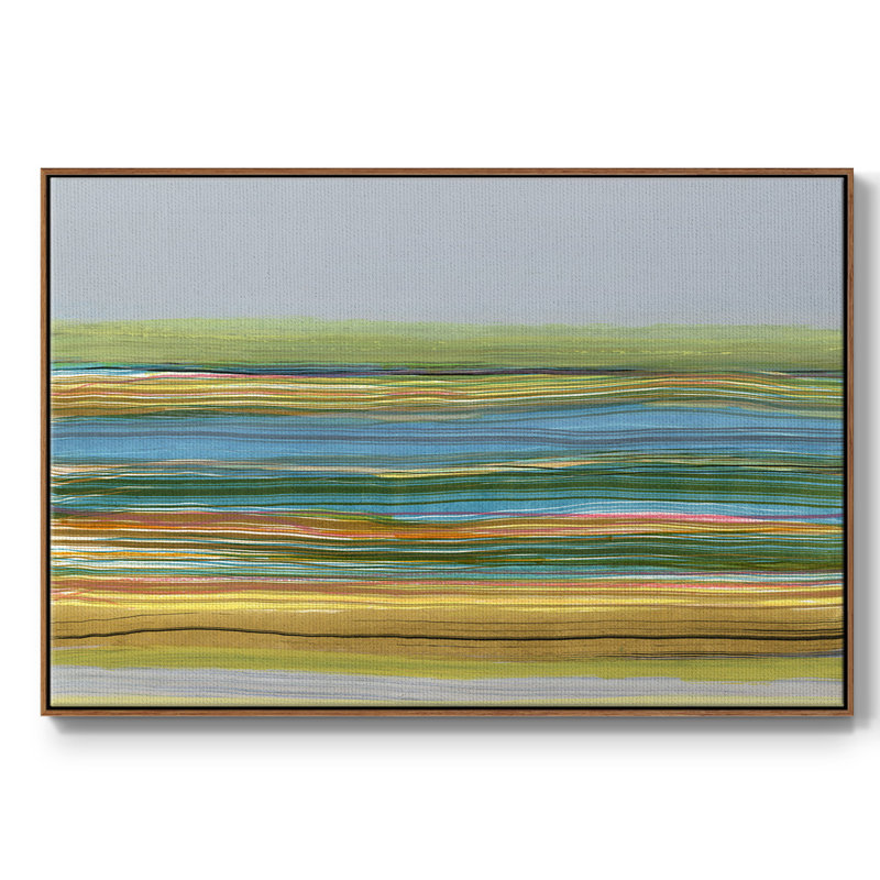 Stries parallèles II, H 17 po x l 25 po x P 2 po, Toile encadrée noyer flottant, Non