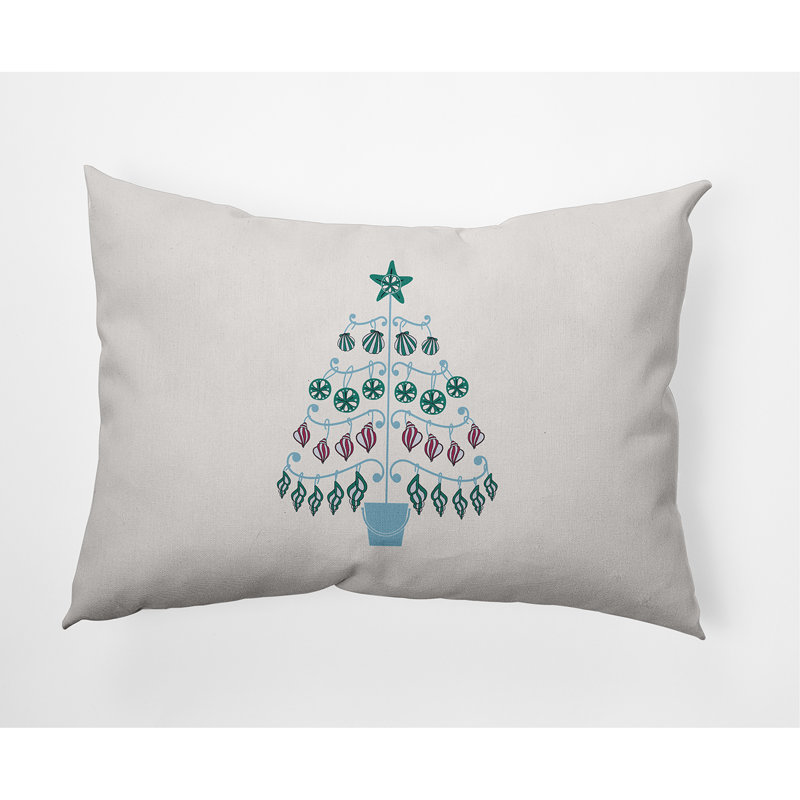 Coastal Christmas No Decorative Addition Reversible Throw Pillow, Blue/Green