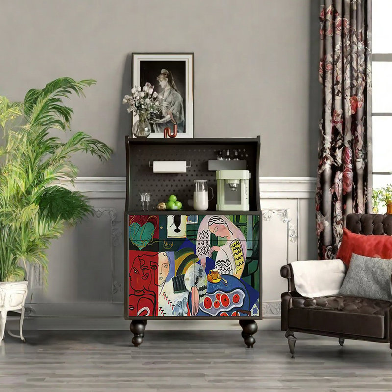 Multi-purpose art pattern accent cabinet, Black
