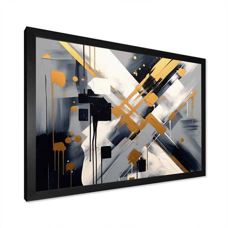 Noir et doré profondeur coin III, H 16 po x l 32 po x P 1 po, Cadre simple noir