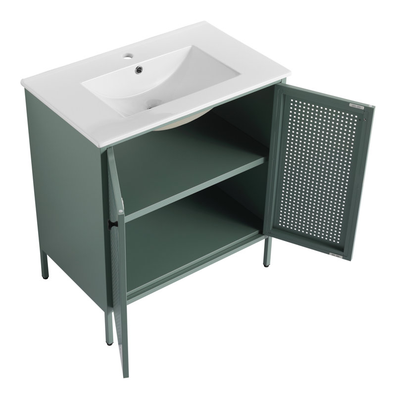 Meuble-lavabo simple 30 po avec plateau en métal Kiata