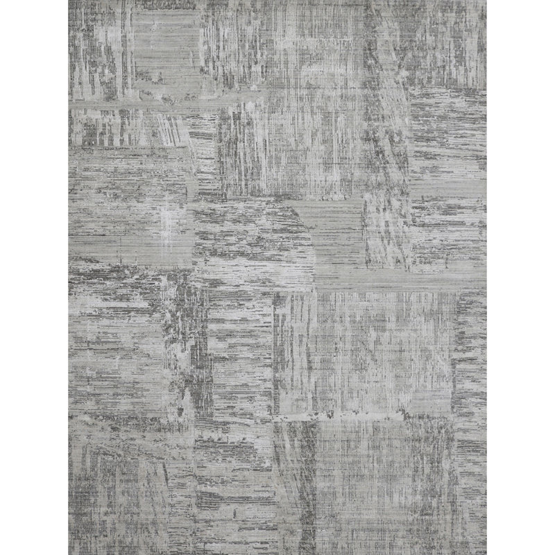 Abstract Area Rug in Silver, Rectangle 12' x 15'