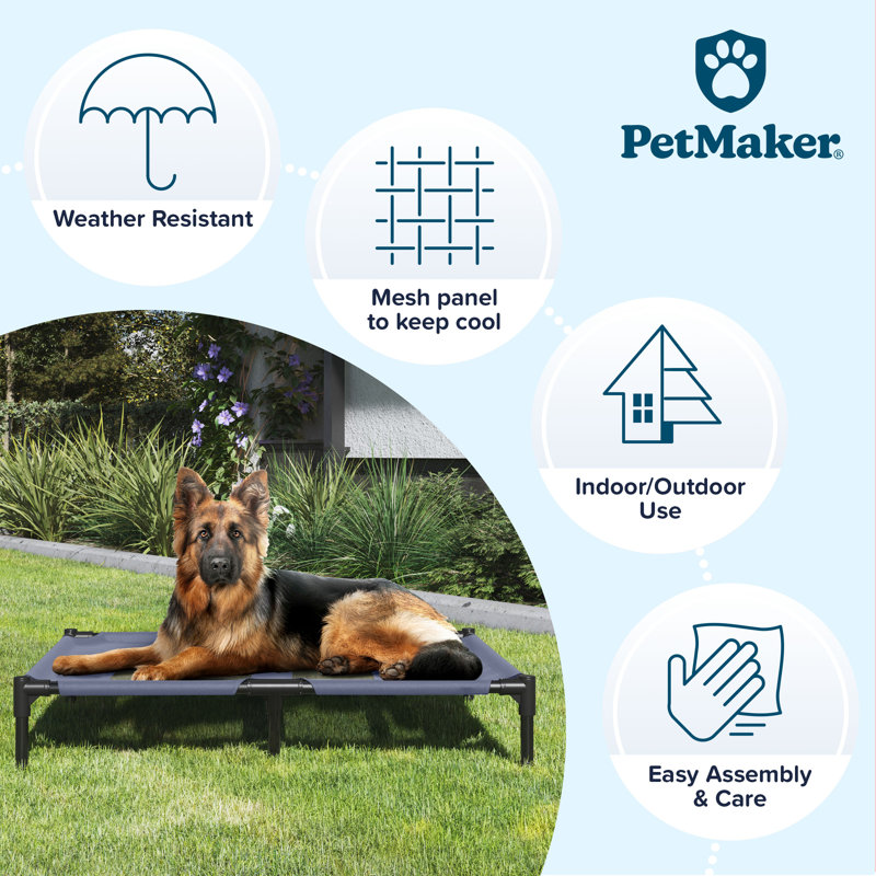 PETMAKER Elevated Dog Bed, Blue, 36” x 29.75” x 7”, Large (36" W x 30" D x 7" H), Blue