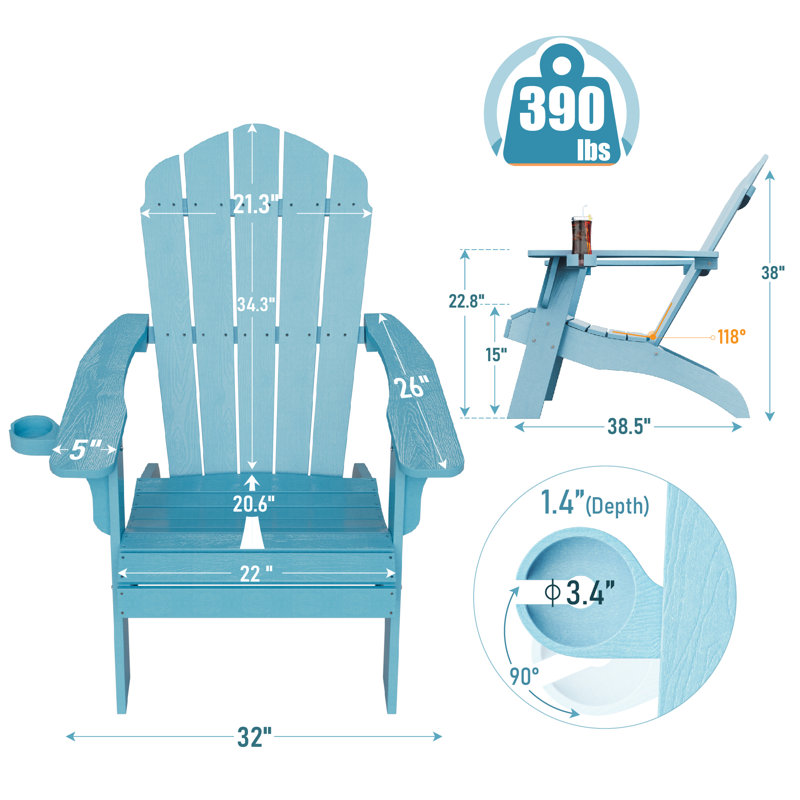 Oversized Plastic Adirondack Chair Sets, Blue