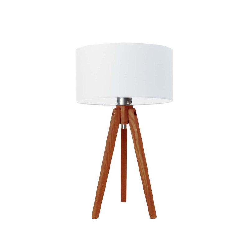 Balinas Solid Wood Tripod Lamp, Brown, White