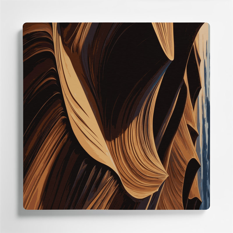 DiagonalStripes Sand Dark Brown Brown Metal Wall Art, 8" H x 8" W