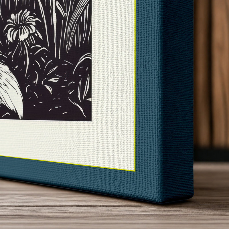 Fox Among Wildflowers Botanical - Wrapped Canvas, 24x16 - 61.0 x 40.6 cm, Teal Border