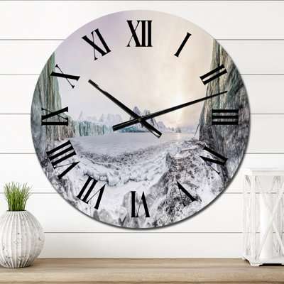 Panoramic View of Arctic Landscape - Nautical & Coastal Wall Clock