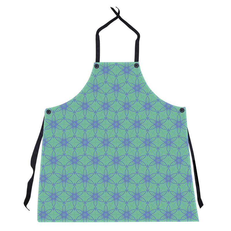 Tablier à cercles ornés de fond, Vert / Bleu