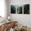 "Misty Forest Landscape", "Hazy Moody Dark Green River Nature", Tranquil Panoramic Modern Rustic Woodland Wall Art-91258537-119385154