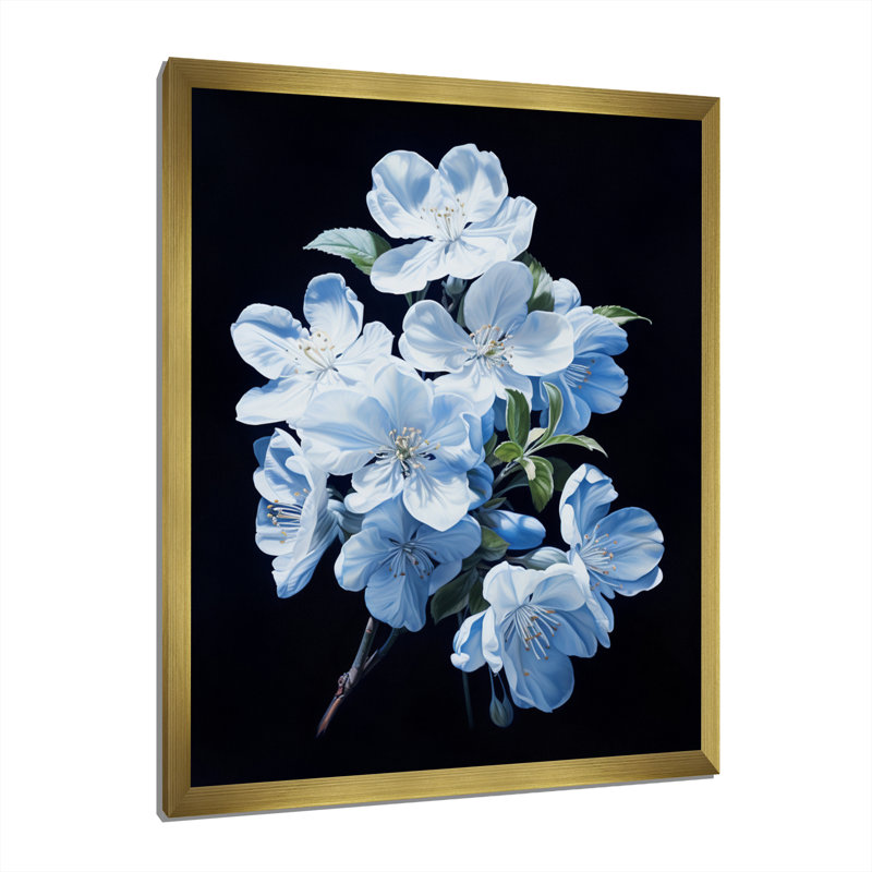 Apple Blossom Monochromatic Elegance I - Floral Wall Decor, H 32 po x l 16 po x P 1 po, Cadre doré à une seule photo