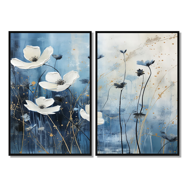 Meig - Art mural fleurs sauvages, H 36 po x l 48 po, Reproduction encadrée sans passe-partout, Noir