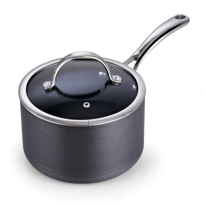 Cooks Standard 3-Quart Saucepan Hard Anodized Nonstick with Glass Lid, Cooking Sauce pot Milk Pan, Black