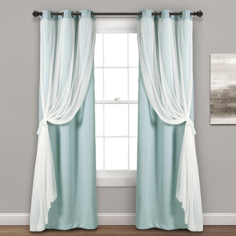Rideaux unis occultant et isolants, Bleu, L 38 po x L 95 po