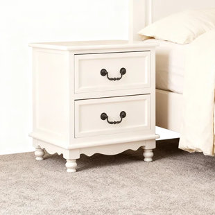 Table de chevet blanche en bois massif