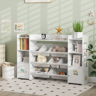 Rangement pour jouets pour enfants avec 8 bacs de rangement amovibles, blanc
