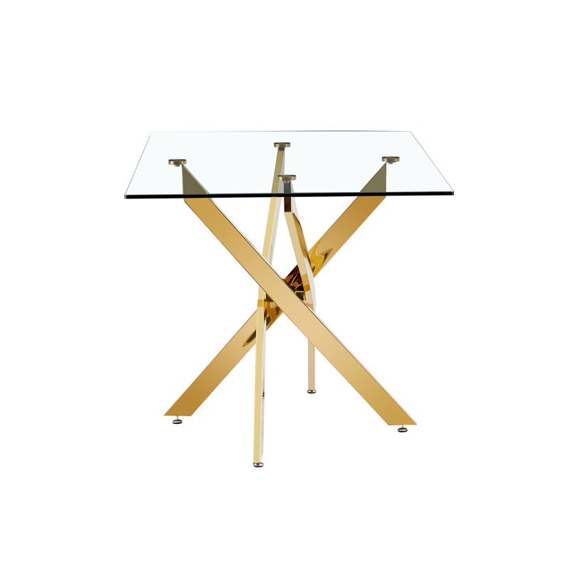 Tempered Glass Dining Table for 4 6, Modern 51" Rectangular Kitchen Dining Room Table for 4-6 with X-Shape Metal Base Large Clear Glass Top Dining Tables for Home Kitchen