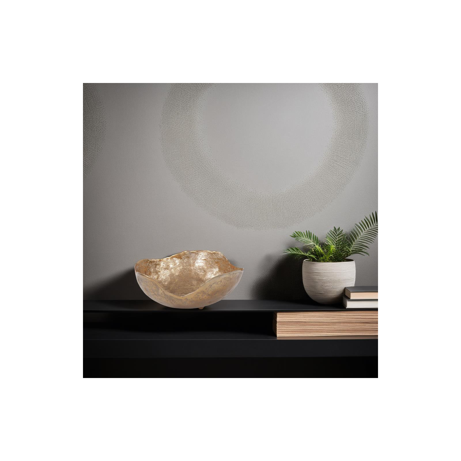 Dafina Round Bowl Uneven Rough Gold Finish