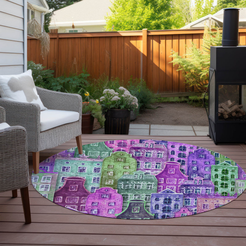 Altair Abstract Indoor / Outdoor Rug, Round 8'