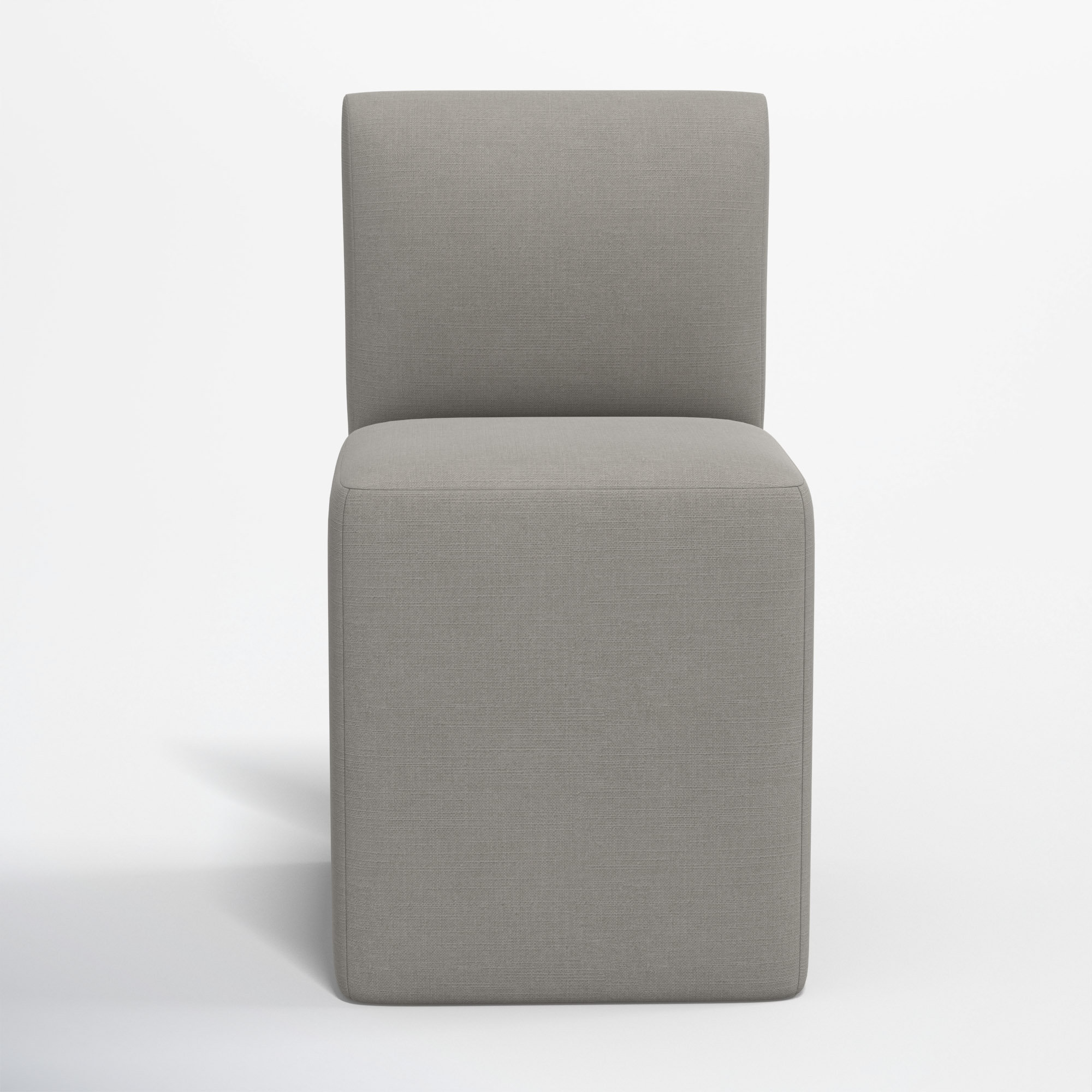 Mendy Upholstered Dining Chair with Casters, Classic Grey Linen