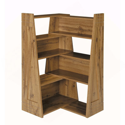 Wooden Expandable Bookshelf Storage Rack, 4-Tier L-Shaped Adjustable 2-Piece Bookcase, Extendable up to 47 Inches for Wall Corner & Small Spaces