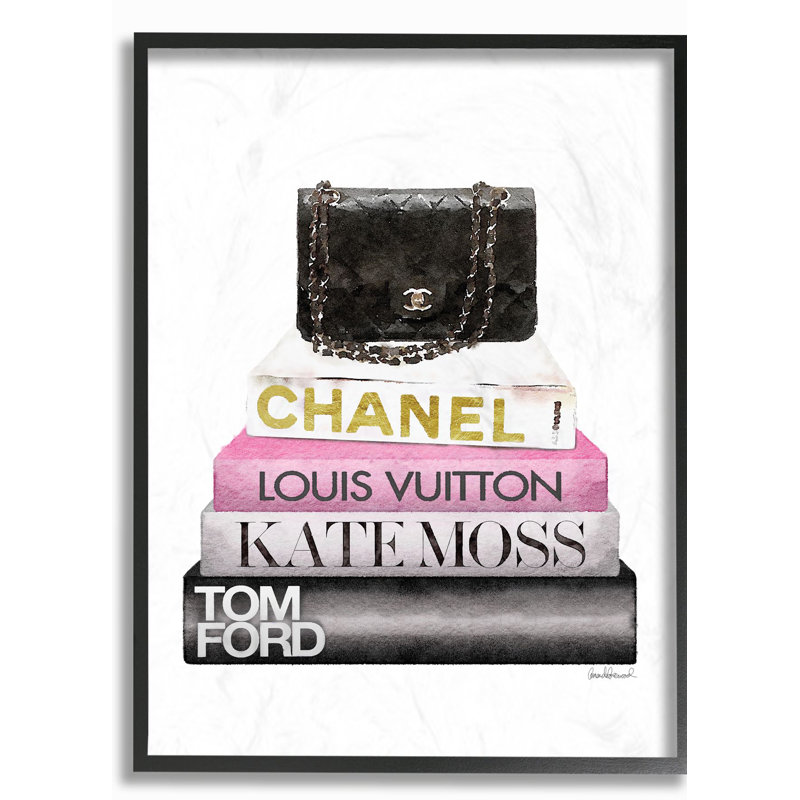 « mode-main bookstack rose black », impression, H 20 po x l 16 po, Giclée encadrée noir minuit