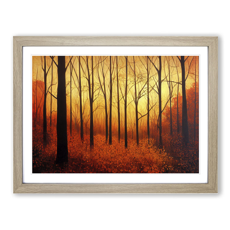 An Autumn Forest Sunrise Vol.2 - Framed Print, Oak, 34cm H x 46cm W x 2cm D