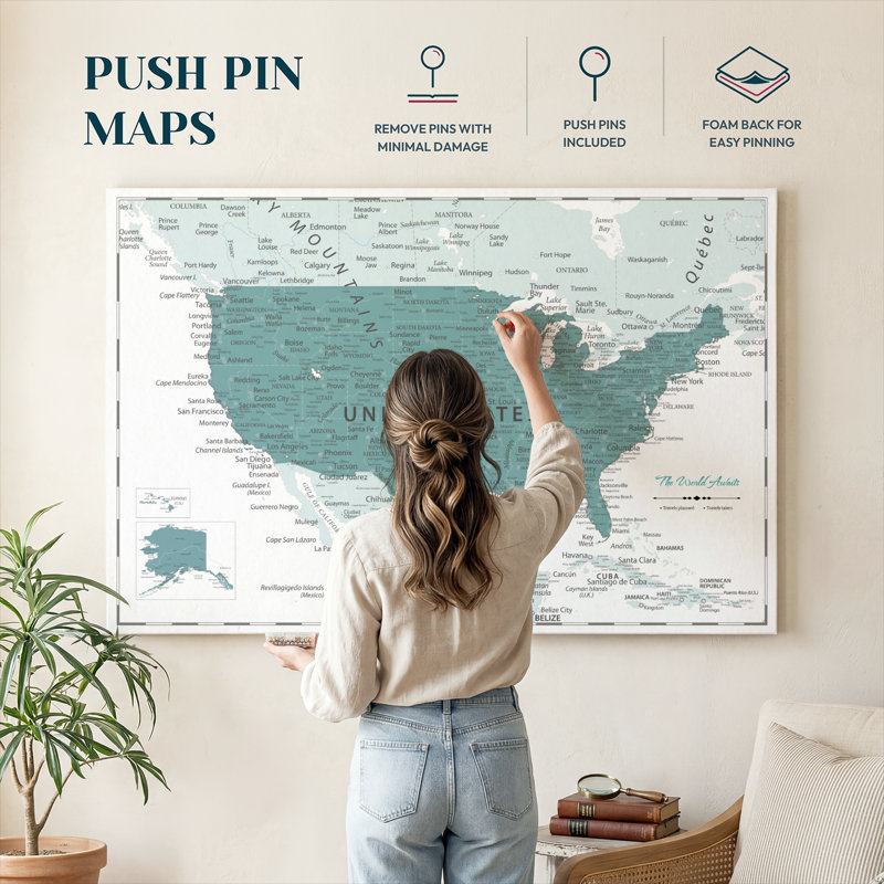 Pin foncé cyan foncé USA Alvertia, H 32 po x l 48 po