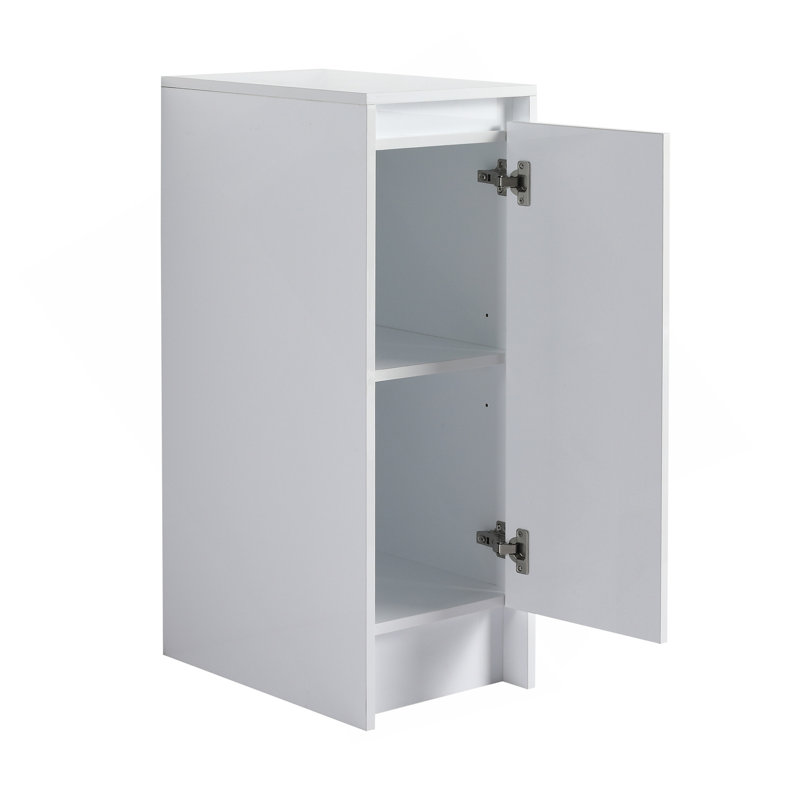 12" Freestanding Bathroom Storage Cabinet, Soft Close Doors, Glossy White,(KD-Packing)