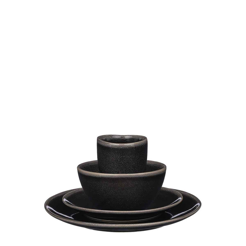 Cecy Piece Handmade Ceramic Dinnerware Set - Service for 4, Black