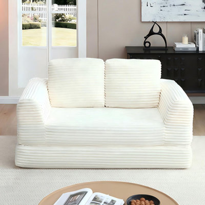 Canapé-lit rembourré 63 po avec 2 coussins en velours côtelé 63 po Corduroy - Aucun assemblage requis