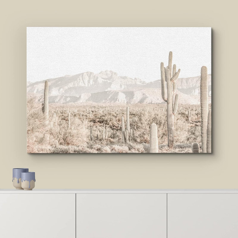 Cactus délavé rétro photographie de paysage naturel rustique, Toile tendue, H 24 po x l 36 po