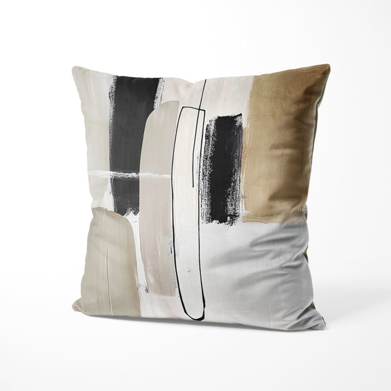 Coussin Minimal and Geometric Compositions Tones - Coussin Mid-Century, H 18 po x l 18 po