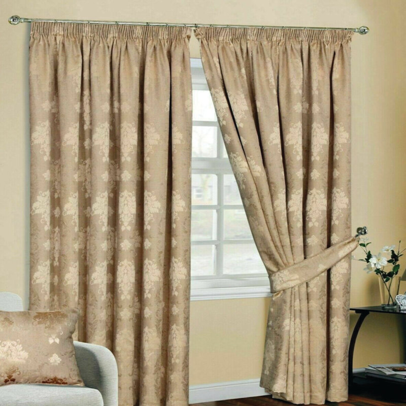 Aadvik Cotton Blend Blackout Curtain Pair, Gold , 116 W x 182 D cm