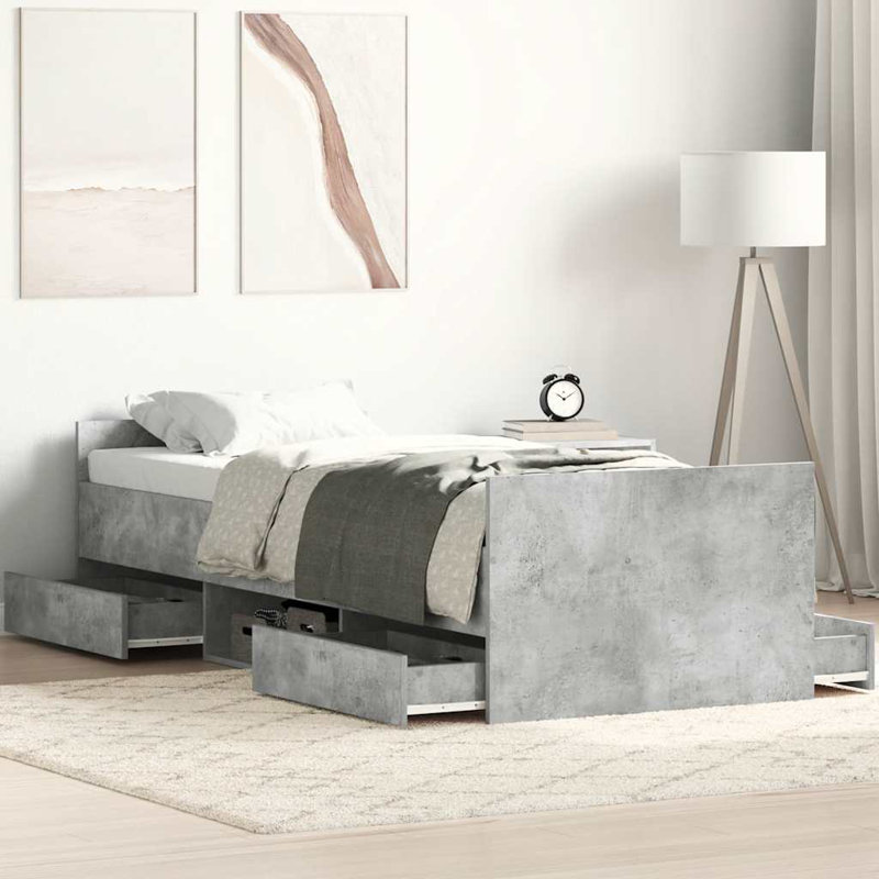 Addylen Storage Bed, Small Single (2'6), Concrete Grey