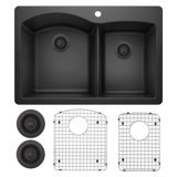 Diamond 33" L x 22" W Double Basin Dual Mount Kitchen Sink with Accessories