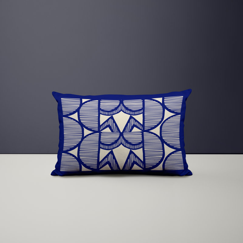 Polyester / Mélange de polyester Housse de coussin rectangulaire intérieure / extérieure lombaire et insert, Bleu marine
