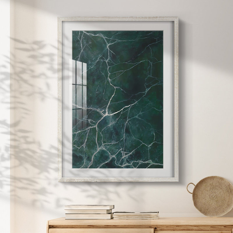 Jade Marble II -Framed Print, 28.5" H x 20.5" W, White