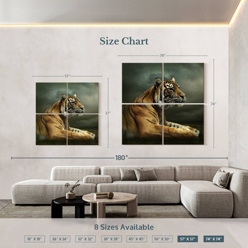 Brampt Stoic Tiger, 74" H x 74" W