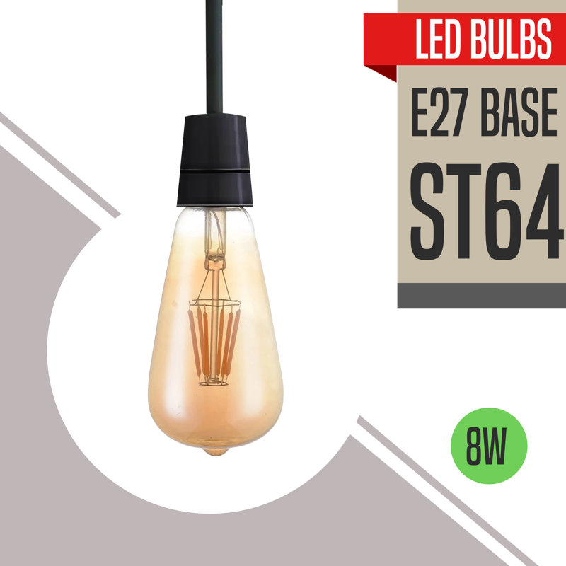 8W E27 Dimmable LED Vintage Edison GLS Light Bulb Amber